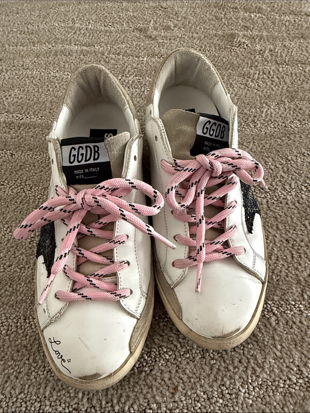 Golden Goose- White Leather Sneakers with Pink Laces - Picture 5 of 10